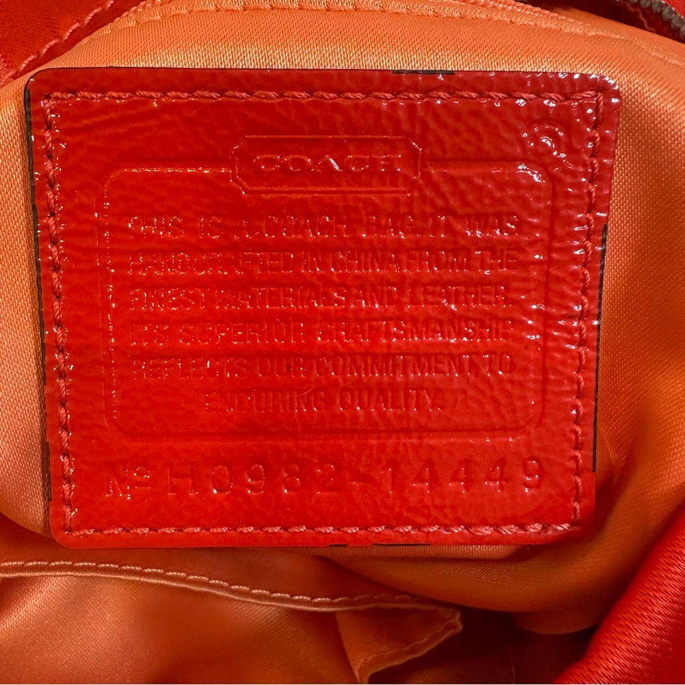 COACH Alex Signature Coral Patent Leather Trim Sateen Canvas Tote EUC - Picture 10 of 14